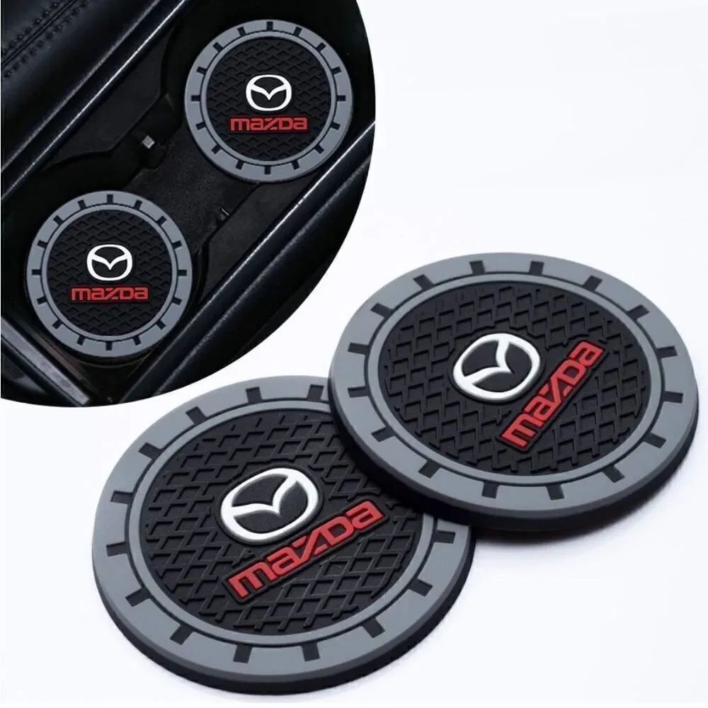 Mazda Car Cup Holder Coasters with Mazda logo set of 2 NWT
